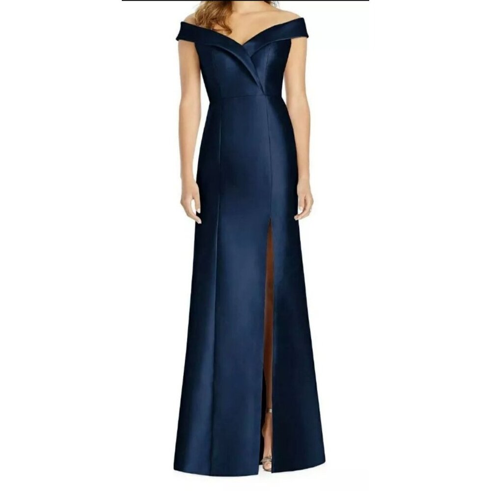 Alfred Sung Long Formal Midnight Blue Size 4 Style D760 Wedding Guest $250 NWT